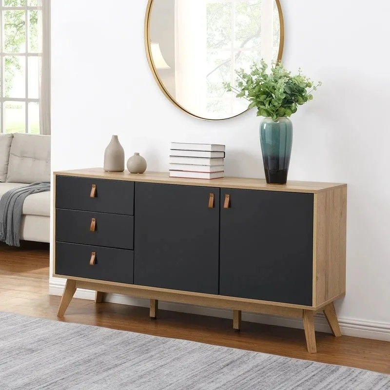 Mobiliario Mōku a medida — aparador escandinavo roble negro cuero; pieza fabricada en madera con detalle artesanal.