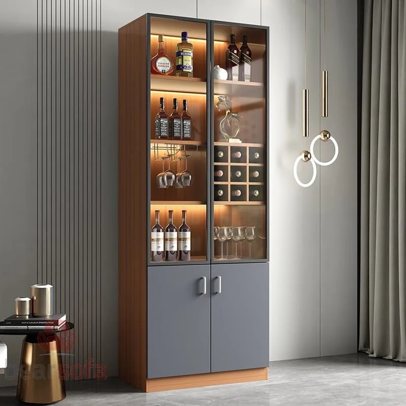 Mobiliario Mōku a medida — vitrina bar iluminada licores; pieza fabricada en madera con detalle artesanal.